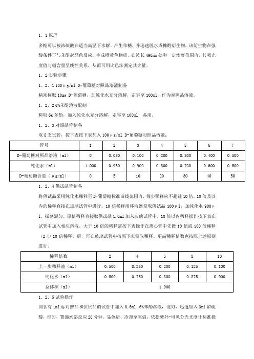糖含量测定-苯酚硫酸法