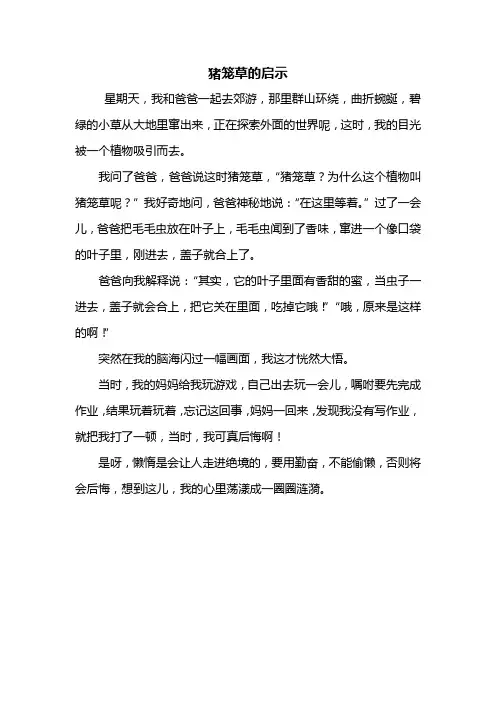 四年级作文：猪笼草的启示作文400字