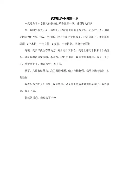 我的世界小说第一章_小学作文