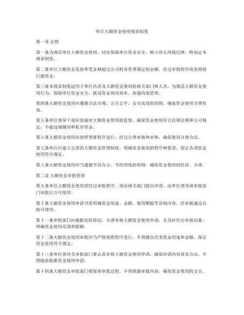 单位大额资金使用规章制度
