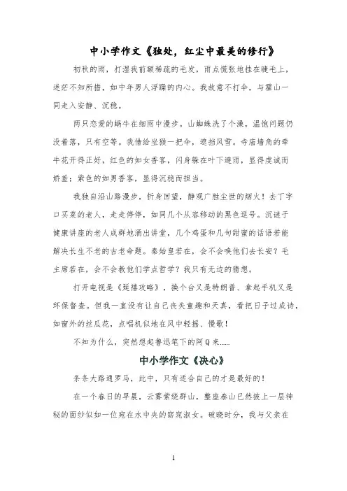 中小学作文《独处,红尘中最美的修行》