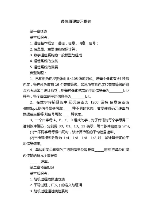 通信原理复习提纲