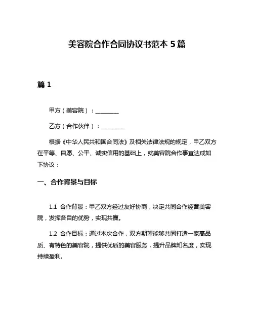 美容院合作合同协议书范本5篇