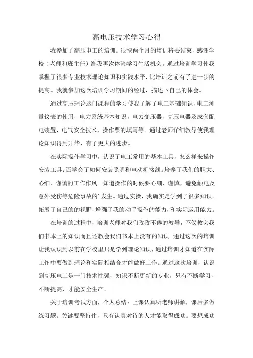 高电压技术学习心得