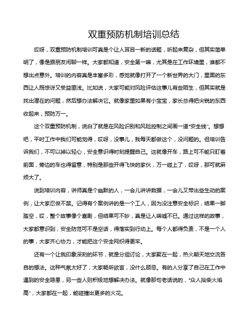 双重预防机制培训总结