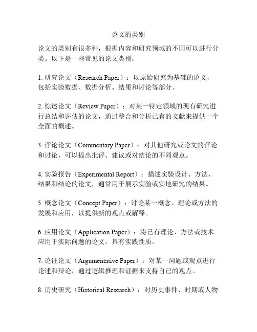 论文的类别