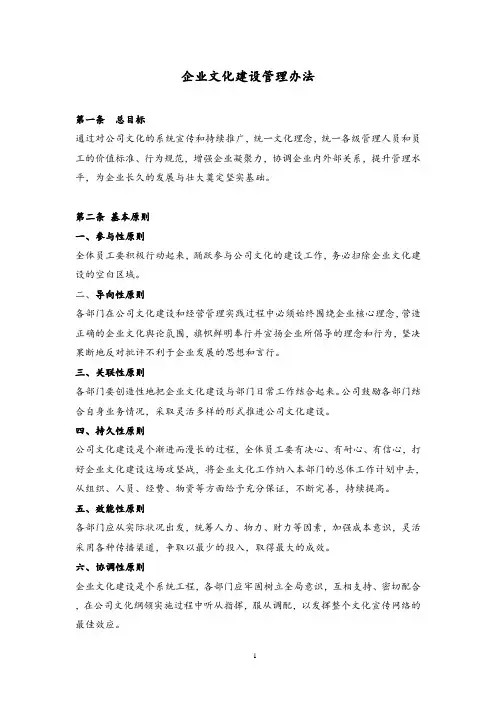 01 企业文化建设管理办法、员工行为规范