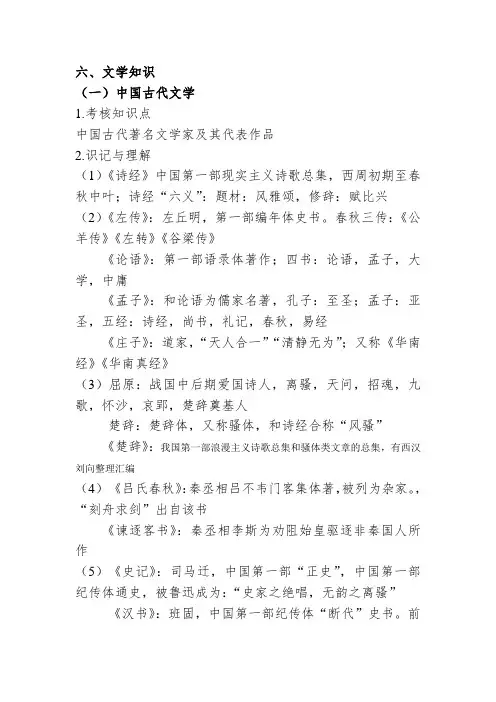 事业单位考试文学常识-中国-提炼后容易记忆版