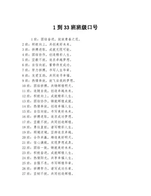 1到33班班级口号