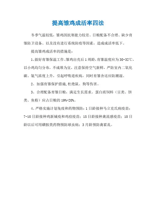 提高雏鸡成活率四法