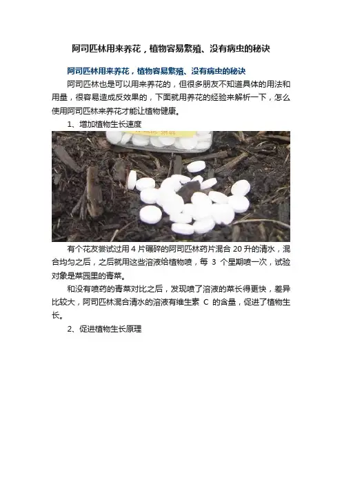 阿司匹林用来养花，植物容易繁殖、没有病虫的秘诀