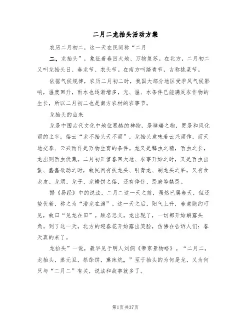 二月二龙抬头活动方案（六篇）