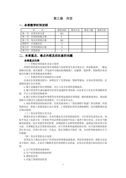 教案：第3章 存货
