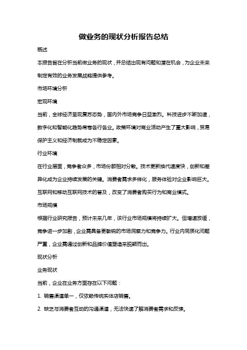 做业务的现状分析报告总结