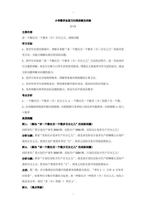 精选人教版小学数学总复习归类讲解及训练
