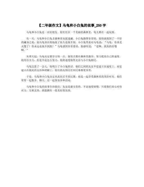 【二年级作文】乌龟和小白兔的故事_250字
