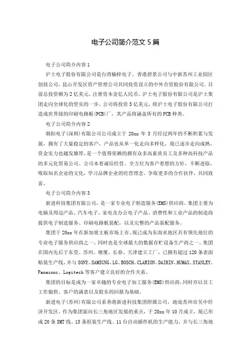 电子公司简介范文5篇