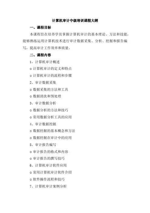 计算机审计中级培训课程大纲