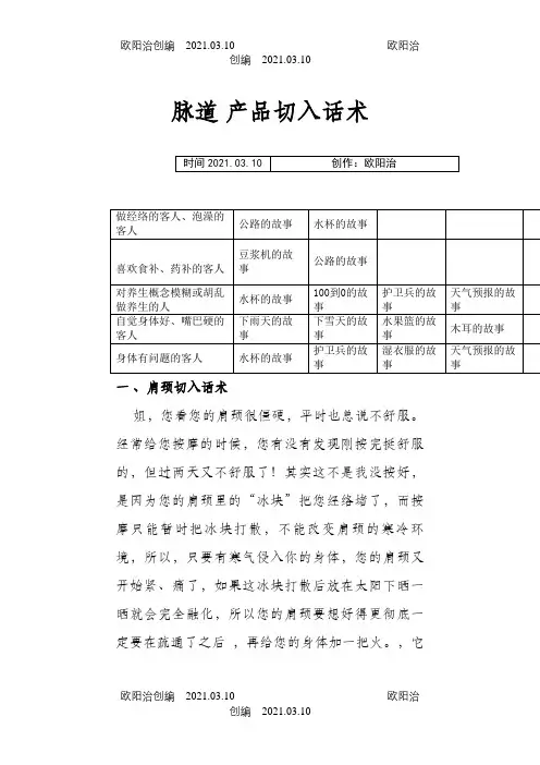 销售切入话术之欧阳治创编