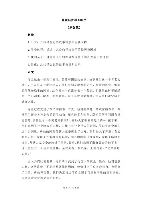 寻金记扩写500字