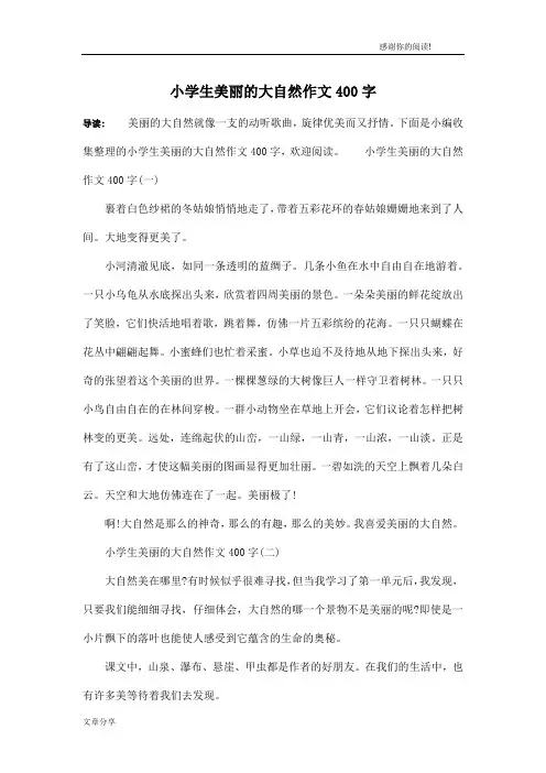 小学生美丽的大自然作文400字