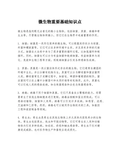 微生物重要基础知识点