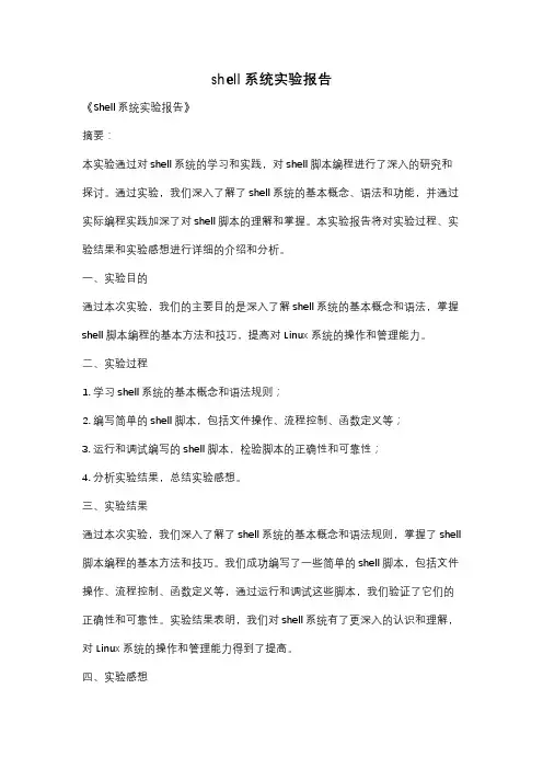 shell系统实验报告