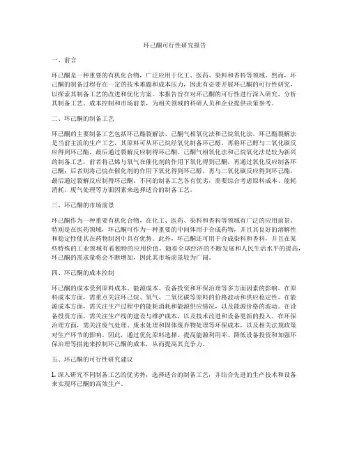 环己酮可行性研究报告