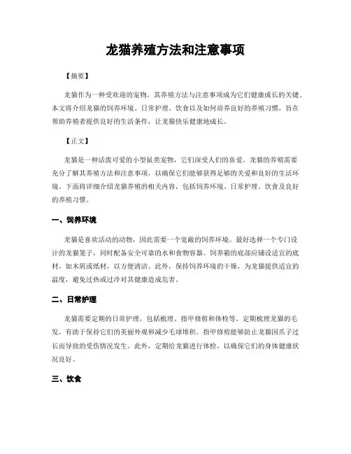 龙猫养殖方法和注意事项