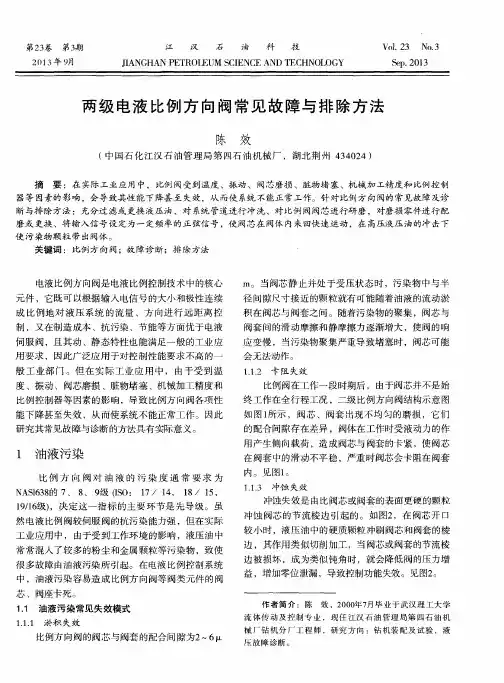两级电液比例方向阀常见故障与排除方法
