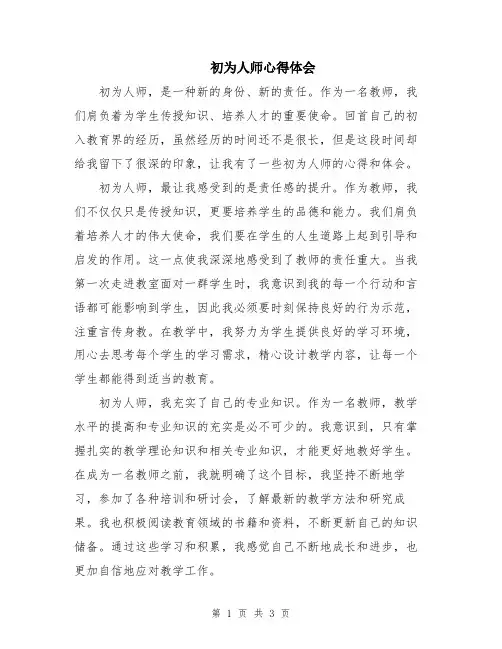 初为人师心得体会