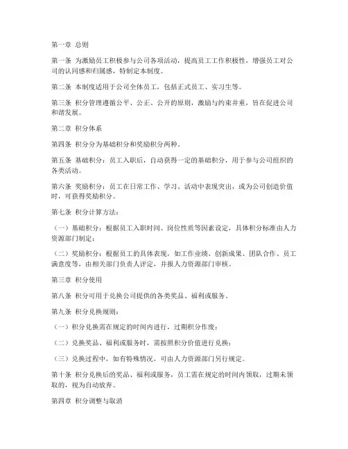 公司运营积分管理制度