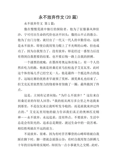 永不放弃作文(20篇)