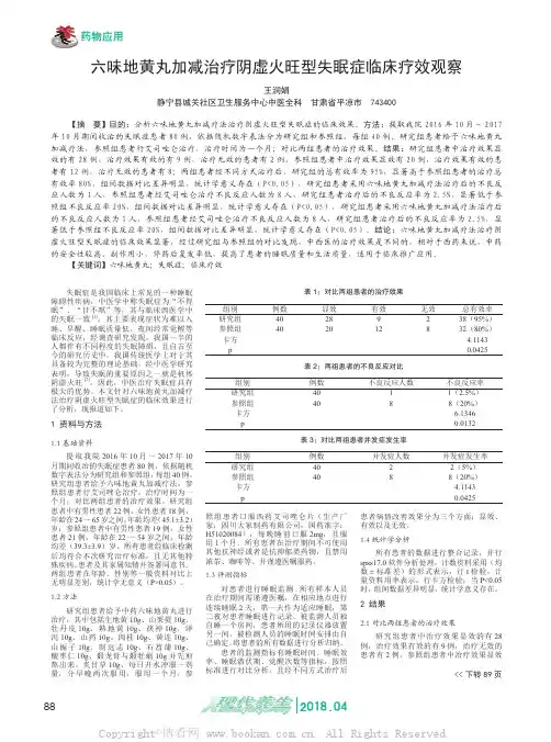 六味地黄丸加减治疗阴虚火旺型失眠症临床疗效观察