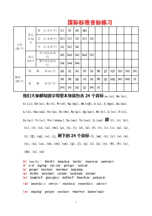 国际标准音标学习顺口溜[1]