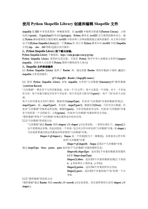 使用PYTHON SHAPEFILE LIBRARY创建和编辑SHAPEFILE文件