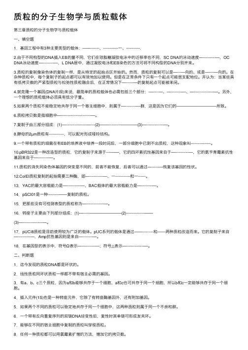 质粒的分子生物学与质粒载体