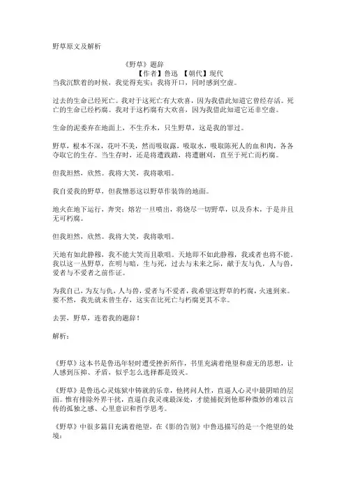野草原文及解析