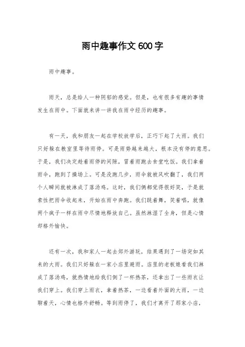 雨中趣事作文600字