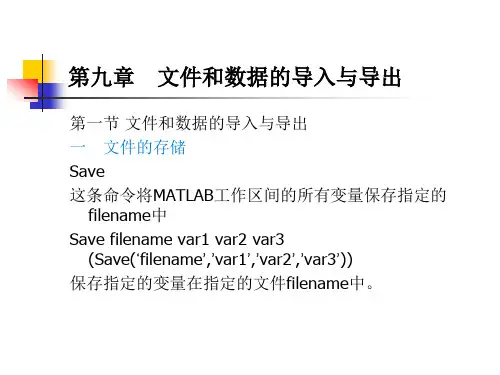 matlab程序设计文件和数据的导入导出