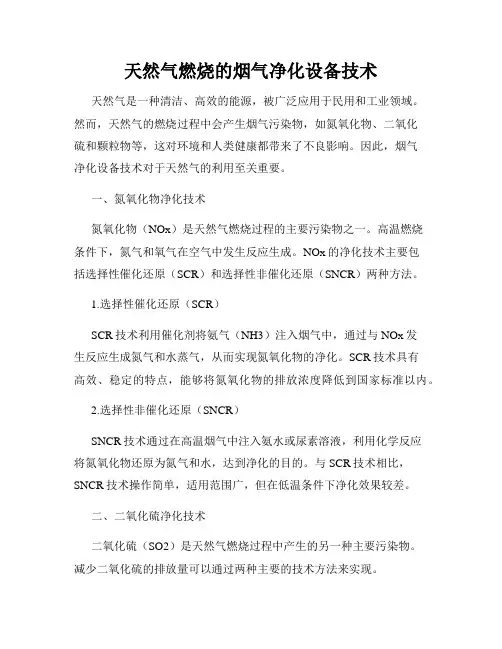 天然气燃烧的烟气净化设备技术