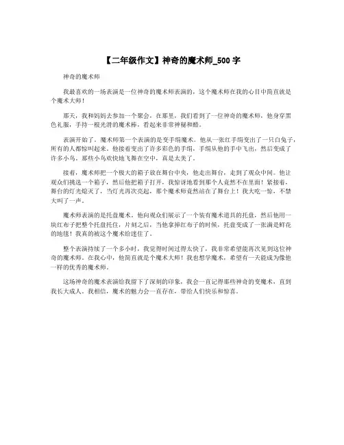 【二年级作文】神奇的魔术师_500字