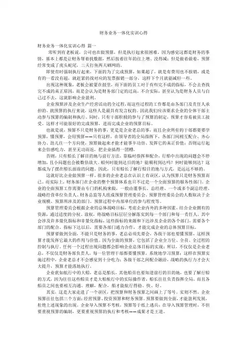 财务业务一体化实训心得