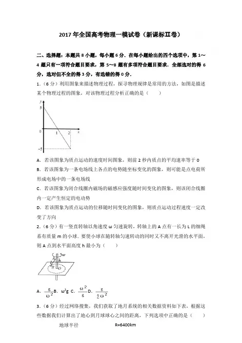 2017年全国高考物理一模试卷和答案(新课标ⅱ卷)