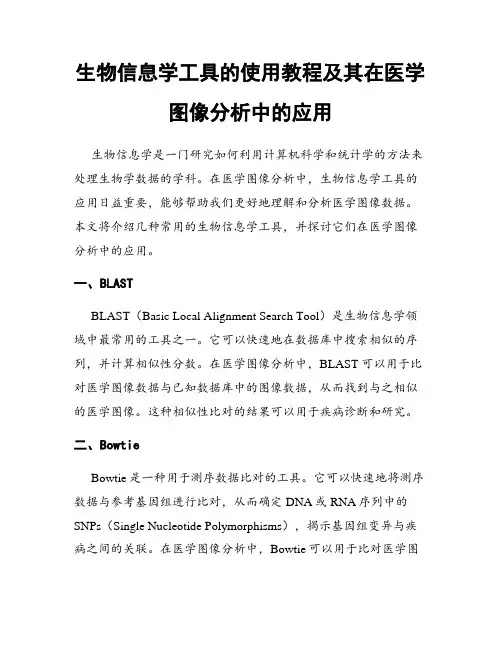 生物信息学工具的使用教程及其在医学图像分析中的应用