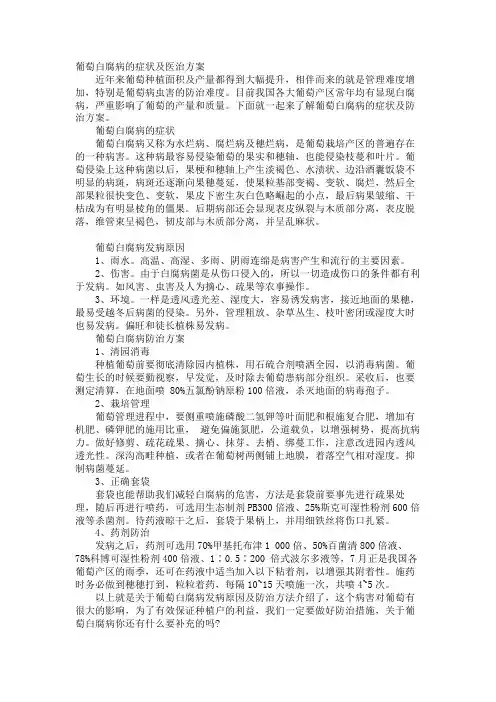 葡萄白腐病的症状及治疗方案