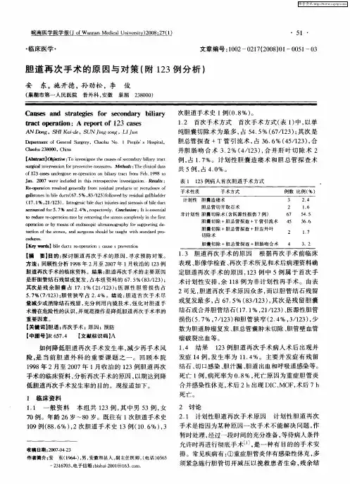 胆道再次手术的原因与对策(附123例分析)