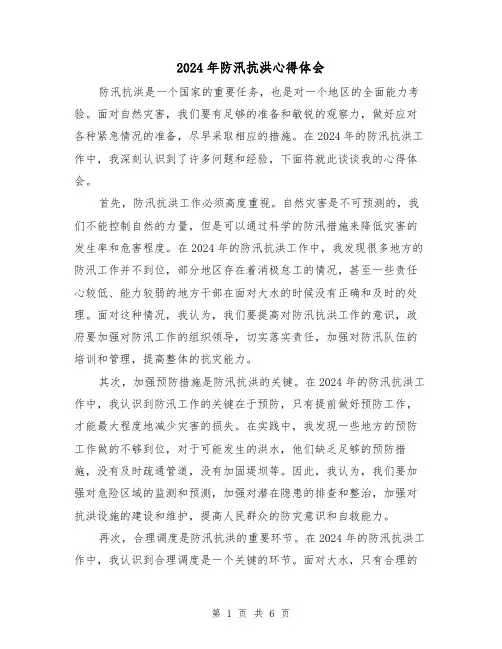 2024年防汛抗洪心得体会(三篇)