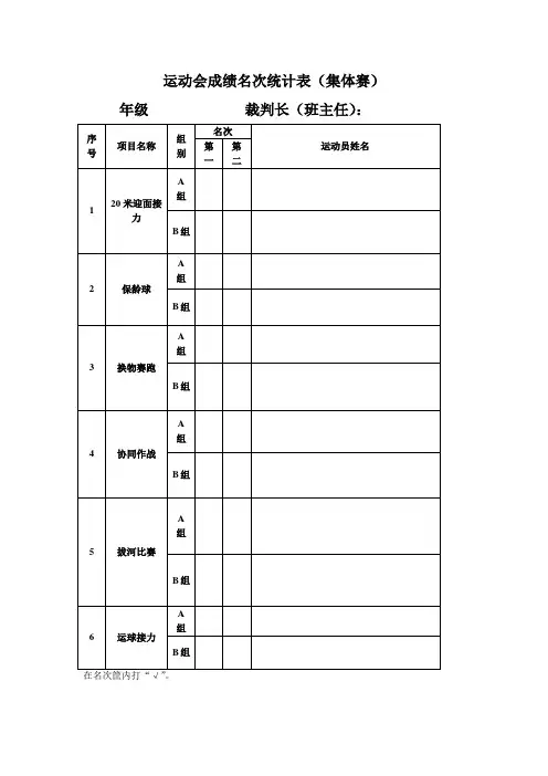运动会成绩统计表