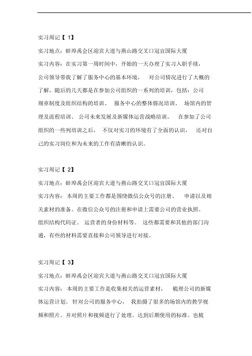 新媒体运营实习周记